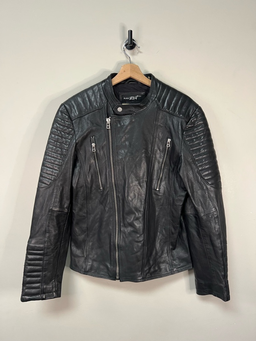 Wmns Black Rivet Leather Motorcycle Jacket